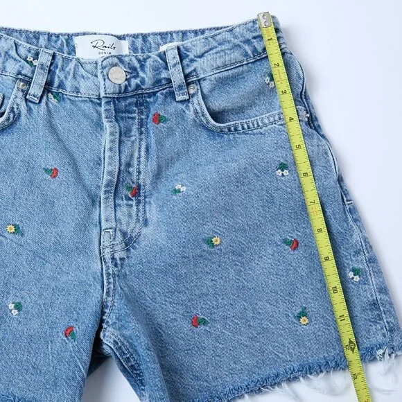 Rails Zuma Embroidered Flower Field Frayed Hem Denim Shorts Size 25 cottagecore - Picture 13 of 16
